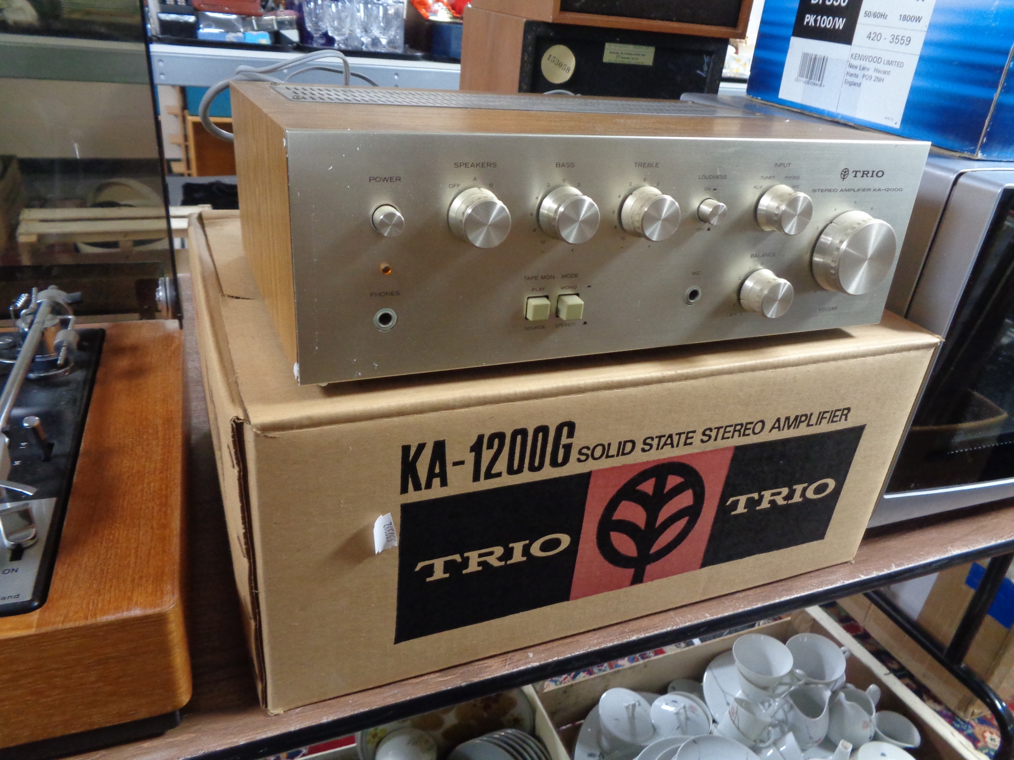 A boxed vintage Trio Solid state amplifier KA-1200 G