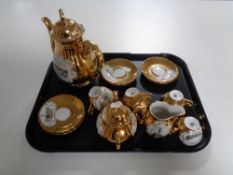 A tray of fifteen pieces of Bavarian gilded tea service
