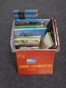 A box of books relating to railways and locomotives etc