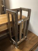 A 20th century stick stand with lift out metal tray