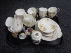 A tray of china flower posies, Royal Grafton bone china tea for one,