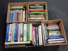 Four boxes of books including antiques, cookery,