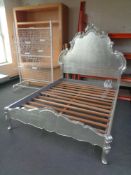 A 5' silvered contemporary bed frame