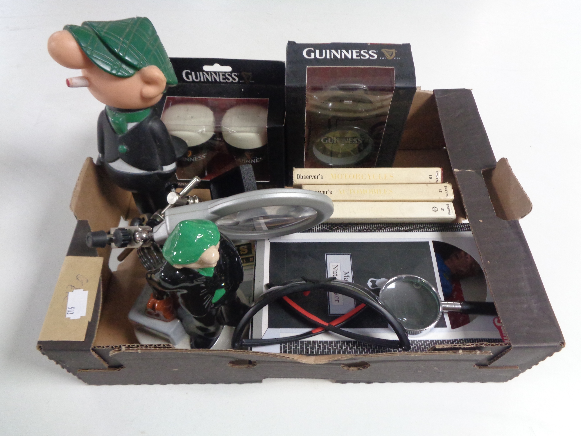 A box of Wade Andy Cap money box, Guinness items,