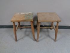 Two antique stools CONDITION REPORT: Showing signs of woodworm.