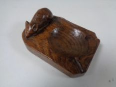 A Robert 'Mouseman' Thompson of Kilburn adzed oak ashtray CONDITION REPORT: Good