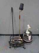 A log effect electric fire, kitchen stool step, Bissell carpet sweeper,