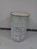 A galvanized lidded drum, height 71.