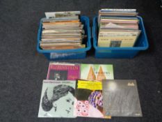 Two crates of LP records, classical including Beethoven, Mahler, Brahms,