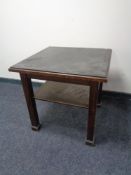 An oak marble topped occasional table