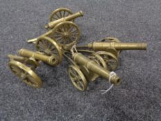 Four ornamental brass cannons