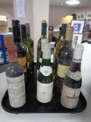 A tray of twelve assorted bottles of wine - shiraz, sherry,