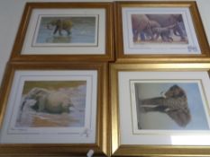 Four limited edition Graham Gayford elephant prints