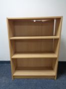 A set of contemporary open bookshelves (back panel loose)