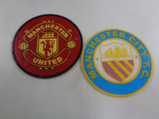 Two cast iron plaques - Manchester Football