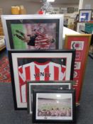 A framed Sunderland Julia Arca montage together with a framed Kenwin Jones football top, signed,