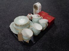 A tray of twenty one piece Queen Anne bone china tea service,