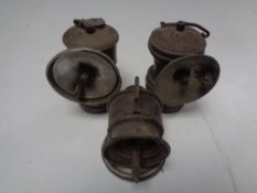 Three vintage carbide lamps