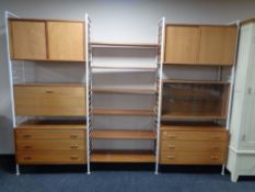 A mid 20th century triple bay Staples Ladderax bookcase
