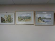 Three I Ogden framed watercolours depicting figures,