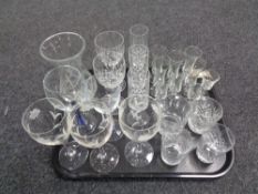 A tray of 20th century drinking glasses