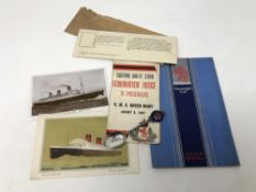 Various items relating to the Cunard White Star Line, Queen Mary,