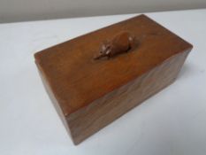 A Robert 'Mouseman' Thompson of Kilburn adzed oak lidded trinket box CONDITION REPORT: