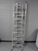 Two sets of aluminium folding multi function ladders