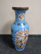 A Japanese ceramic vase depicting birds, height 59.