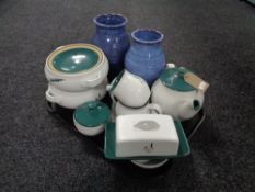 A tray of Denby tea pot, lidded dish,