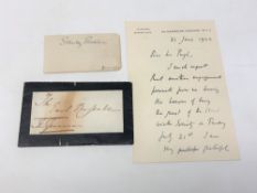 Three items relating to prime ministers comprising a letter to Earl Russell dated June 1873 from