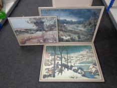 Three 20th century framed prints - Bureghel,