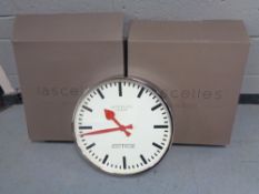 Two boxed Lascelle's of London Electrique wall clocks