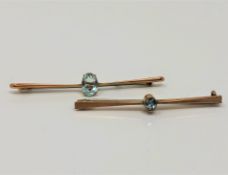 Two gold aquamarine bar brooches CONDITION REPORT: 5g