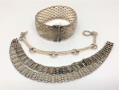 Two silver bracelets and a necklace CONDITION REPORT: 111g gross