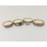 Four various gold gem set rings CONDITION REPORT: 9.