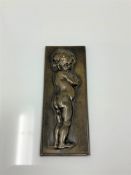 A 19th century French bronze plaque inscribed Buchardon, length 6.