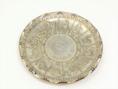 A Chinese silver dish showing the zodiac signs CONDITION REPORT: 98g