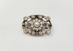 A fine Victorian pearl and diamond brooch,