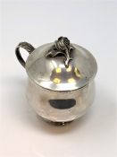 A large late eighteenth century silver mustard pot, indistinct marks, height 8.