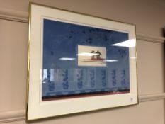 Continental school : colour print signed in pencil, depicting a printed landscape, framed.