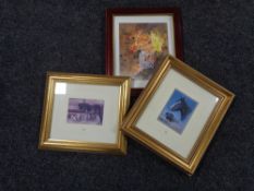 Two gilt framed Bill Easton prints depicting horses, with a further framed print,