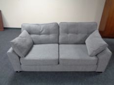 A pair of two contemporary two seater settee's upholstered in a grey fabric
