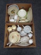 Two boxes containing 20th century china to include Staffordshire pottery tea china,