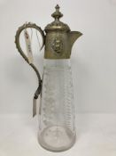 A historically interesting good quality 19th century etched glass claret jug,