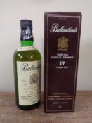 A bottle of Ballantine's 17 year old scotch whisky,