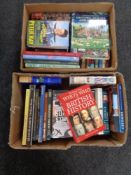 Two boxes containing hardback volumes to include autobiographies, history,