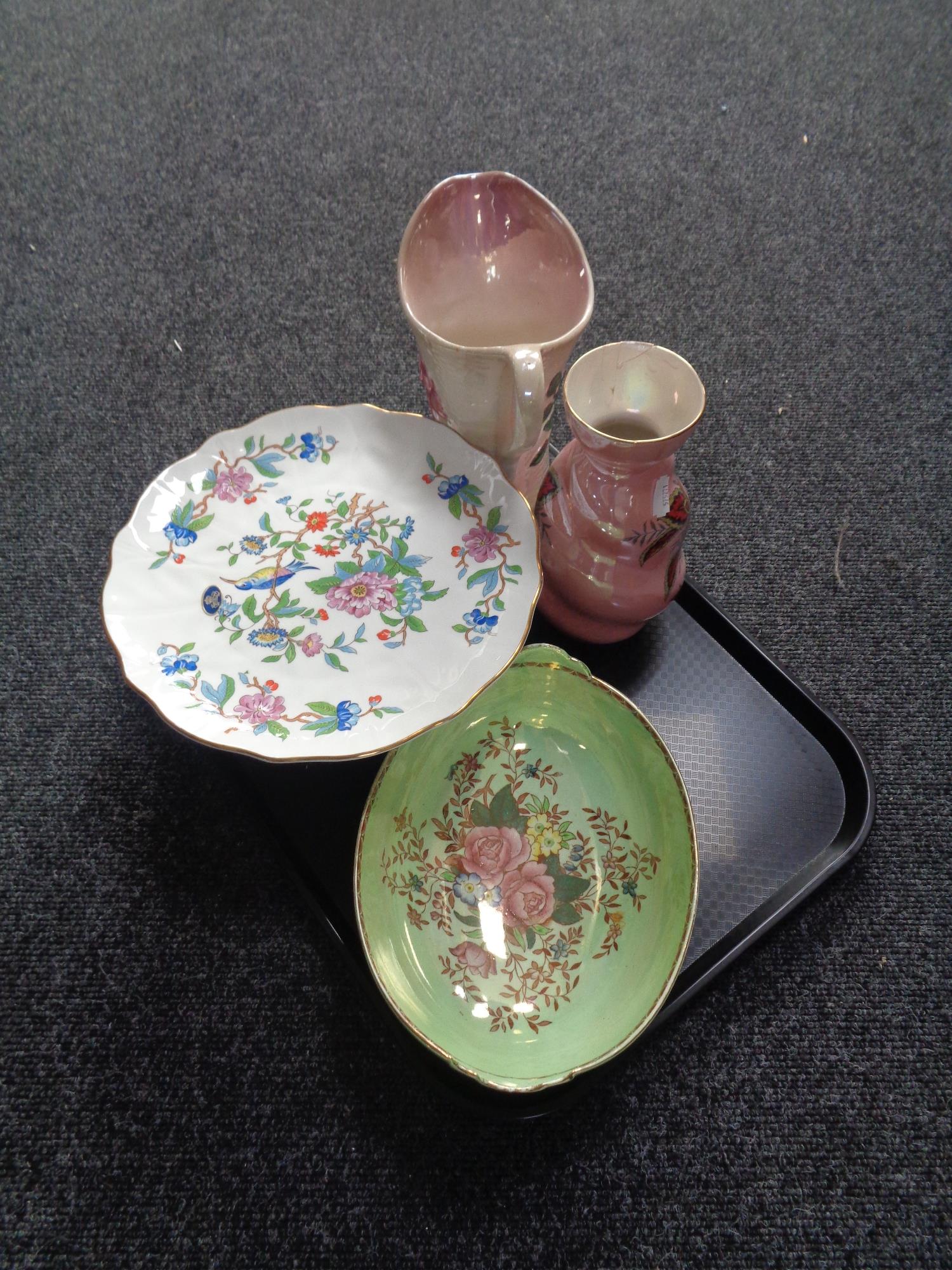 A tray containing an Aynsley Pembroke comport together with four further pieces of Maling china