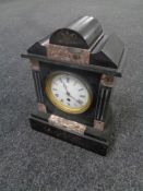 An Edwardian black slate mantel clock