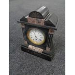 An Edwardian black slate mantel clock